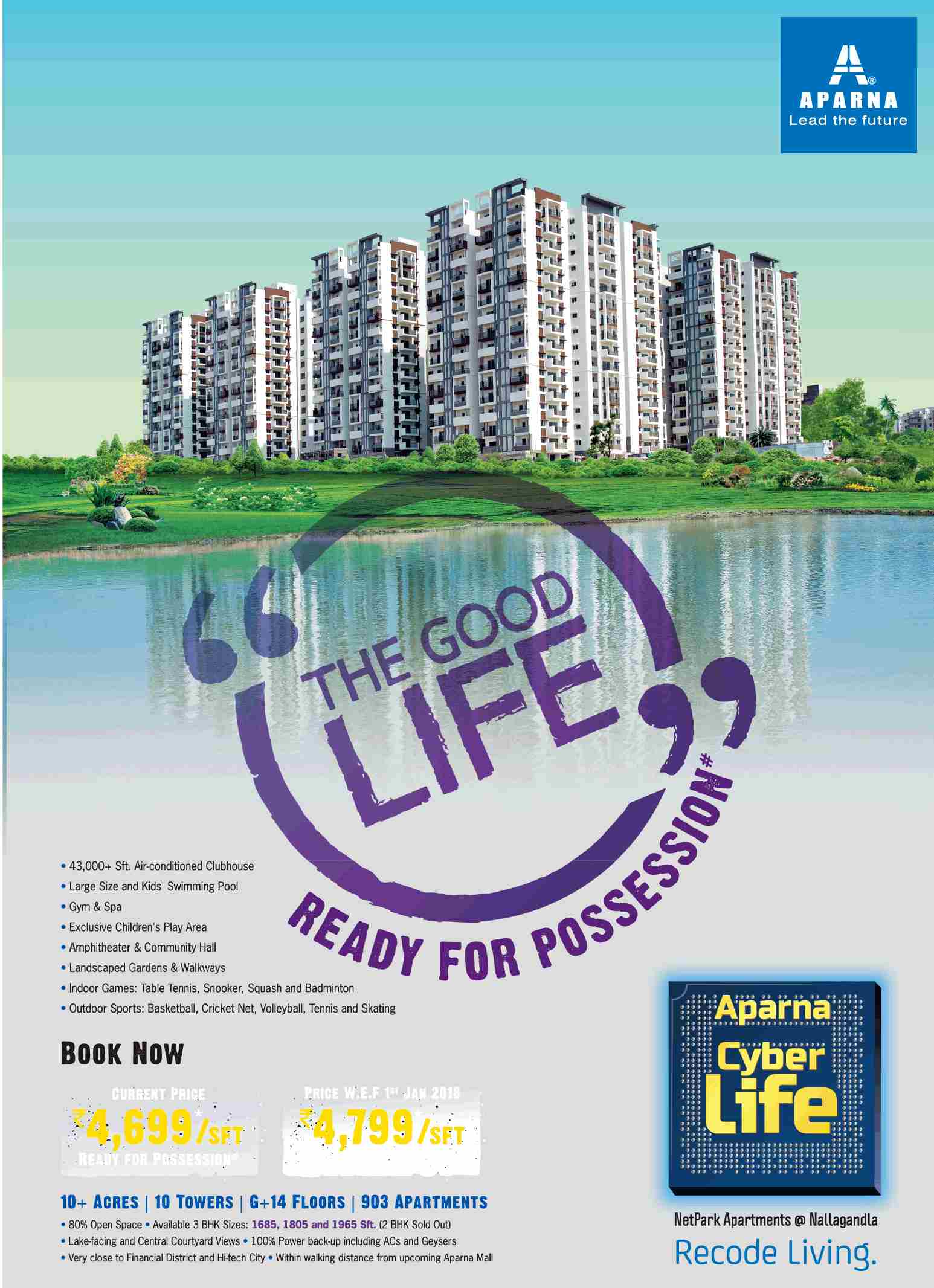 Recode your living by staying at Aparna Cyber Life in Hyderabad